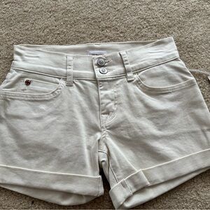 Hudson Jeans White Jean Shorts with Rolled Hems